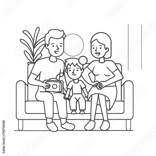 Outline illustration Celebration International Family Day family members in a positive vibes