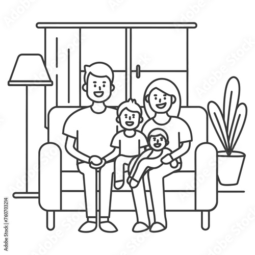 Outline illustration Celebration International Family Day family members in a positive vibes