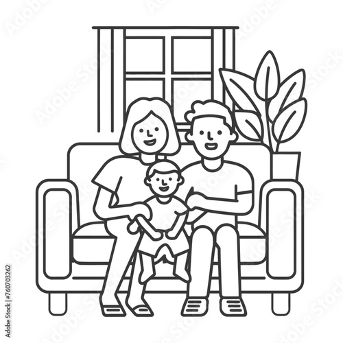 Outline illustration Celebration International Family Day family members in a positive vibes