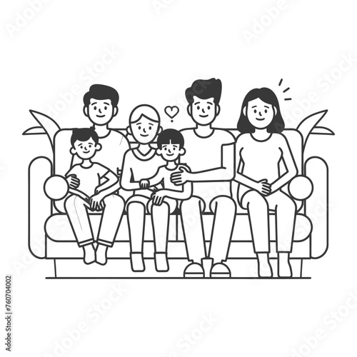 Outline illustration Celebration International Family Day family members in a positive vibes