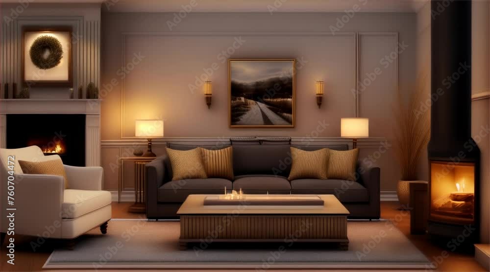 an indoor scene focusing on a living room, illustrating different lighting scenarios, such as natural light coming through large windows versus artificial lighting fixtures an indoor scene focusing on a living room, illustrating different lighting scenarios, such as natural light coming through large windows versus artificial lighting fixtures