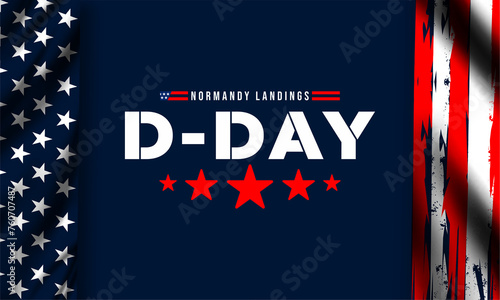 D-Day. Normandy landings concept Vector illustration. Template for background, banner, card, poster with text inscription photo