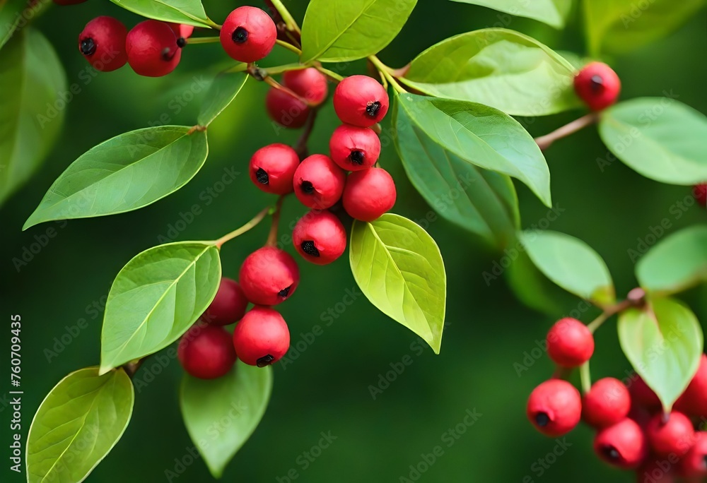 Detailed close-up of the vibrant red fruits of Euonymus europaeus, commonly known as spindle, against a backdrop of lush green foliage, captured in stunning high-definition