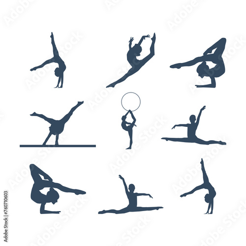 silhouettes of people doing gymnastic
