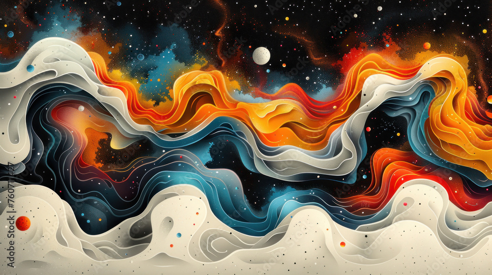 Obraz premium Vibrant Wave With Space Background