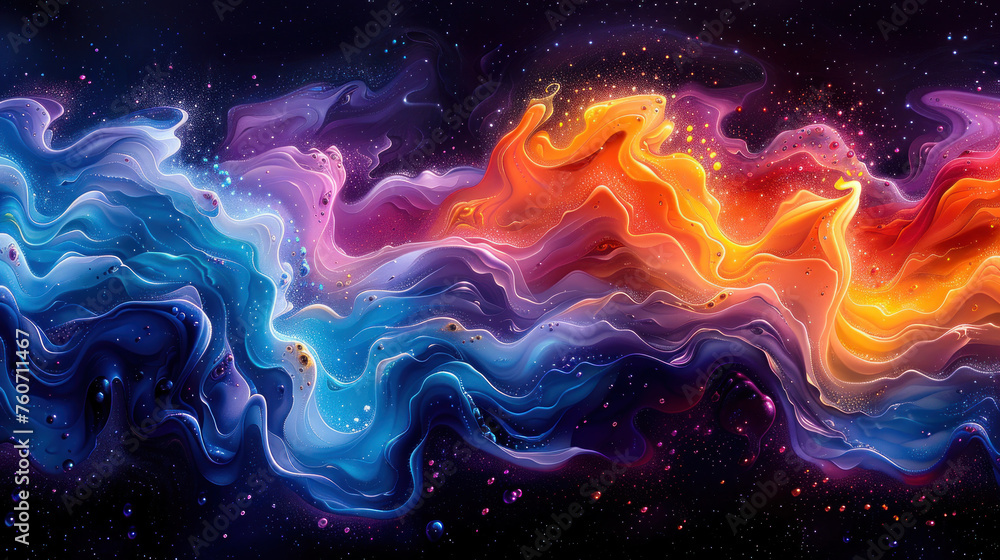 Colorful Clouds and Stars Abstract Painting