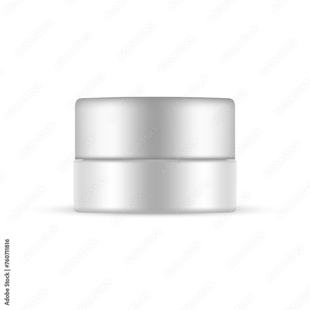 Hand Or Eyes Cream, Blank Jar Mockup With Metallic Cap, Front View, Isolated On White Background. Vector Illustration Hand Or Eyes Cream, Blank Jar Mockup With Metallic Cap, Front View, Isolated On White Background. Vector Illustration