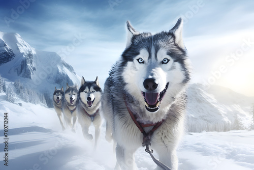 Sled Dogs, dogs running, huskies © MrJeans