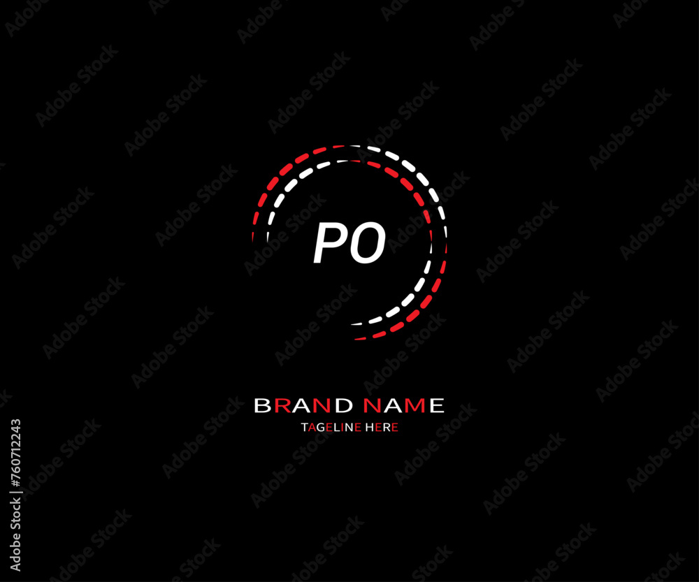 Fototapeta premium PO LETTER LOGO Design ONE BLACK BACKGROUND