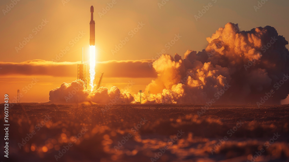 Rocket Launching Into the Sunset