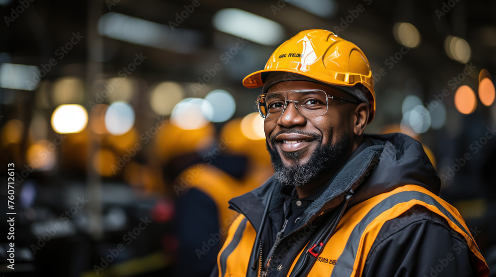 Man Wearing Hard Hat and Glasses Man Wearing Hard Hat and Glasses