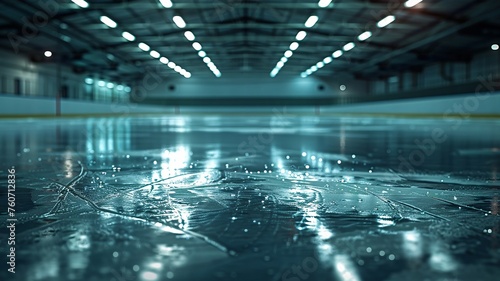 Pristine ice surface in a quiet arena setting