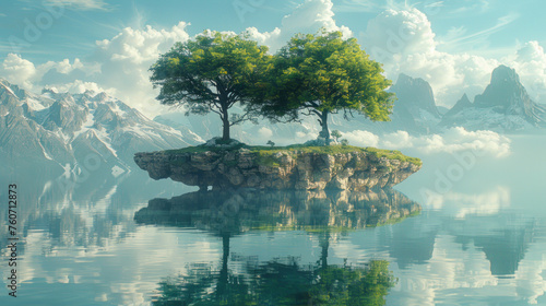 Two Trees on a Small Island © easybanana
