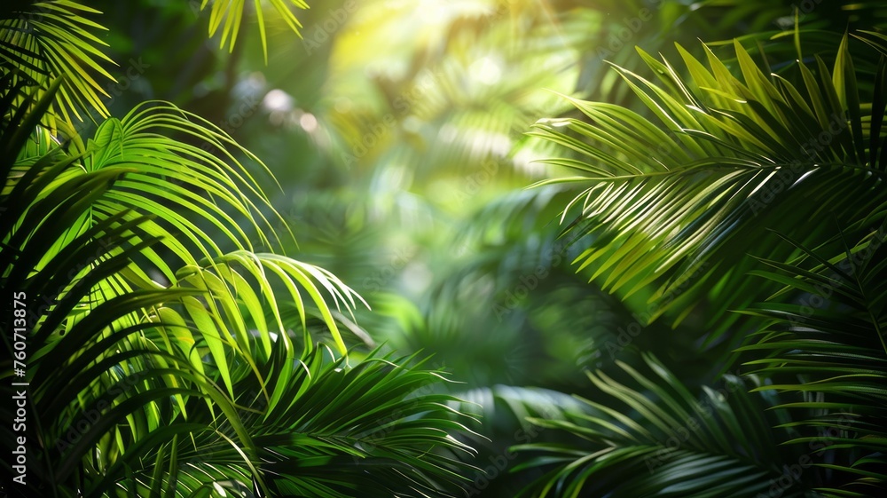 Lush green canopy spreads in a vibrant tropical jungle Lush green canopy spreads in a vibrant tropical jungle