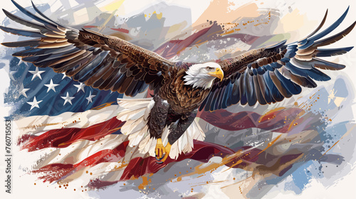 Majestic Freedom: American Eagle & Flag Vector for Patriotic Celebrations