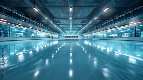 Empty rink awaiting players under bright lights © PRI