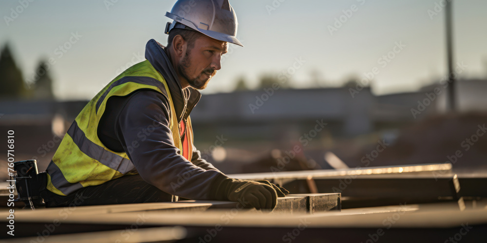 Fototapeta premium Smiling Engineer Examining Construction Site, Outdoors.