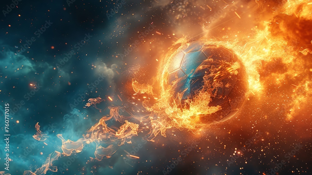 Cosmic energy as a football escapes the screen into space Cosmic energy as a football escapes the screen into space