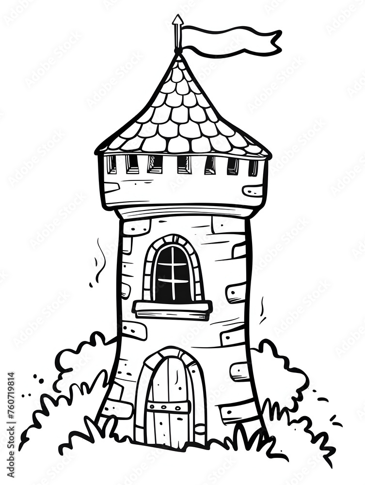 image of The old tower for coloring pages for girls