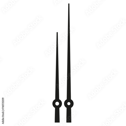 Black Clock Hands, Hour And Minute, Isolated On White Background. Vector Illustration