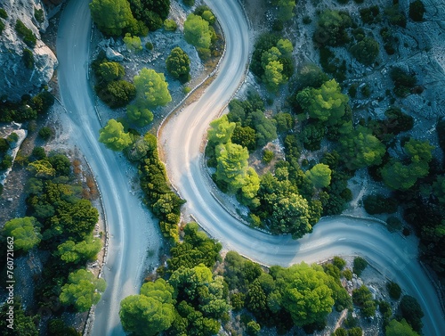 Aerial view of a Ridge crossings, valley views, mountainous terrain, aerial adventures.  © Cool Patterns