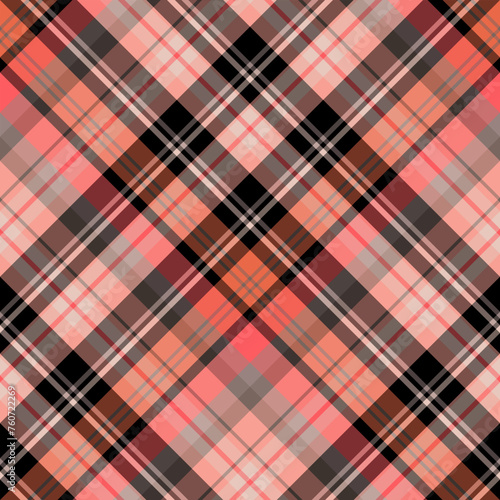 Seamless pattern in comfortable gray, pink, orange and black colors for plaid, fabric, textile, clothes, tablecloth and other things. Vector image. 2