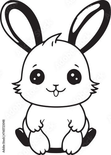 Bunny black and white vector © MDMASUD