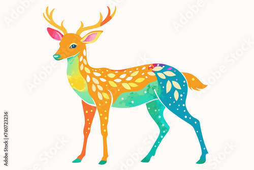 water-color-simple-deer-vector design. © mk graphics