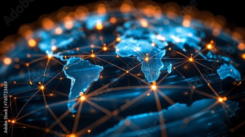 Globalization illustrated by interconnected digital networks