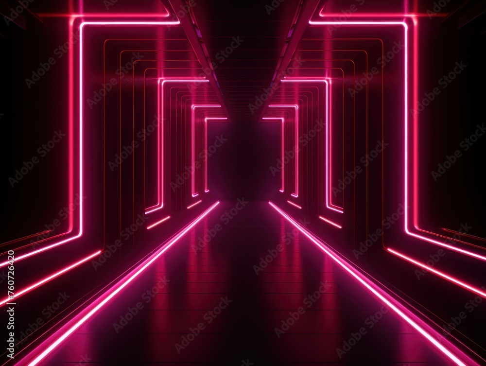 Maroon neon tunnel entrance path design seamless tunnel lighting neon linear strip backgrounds