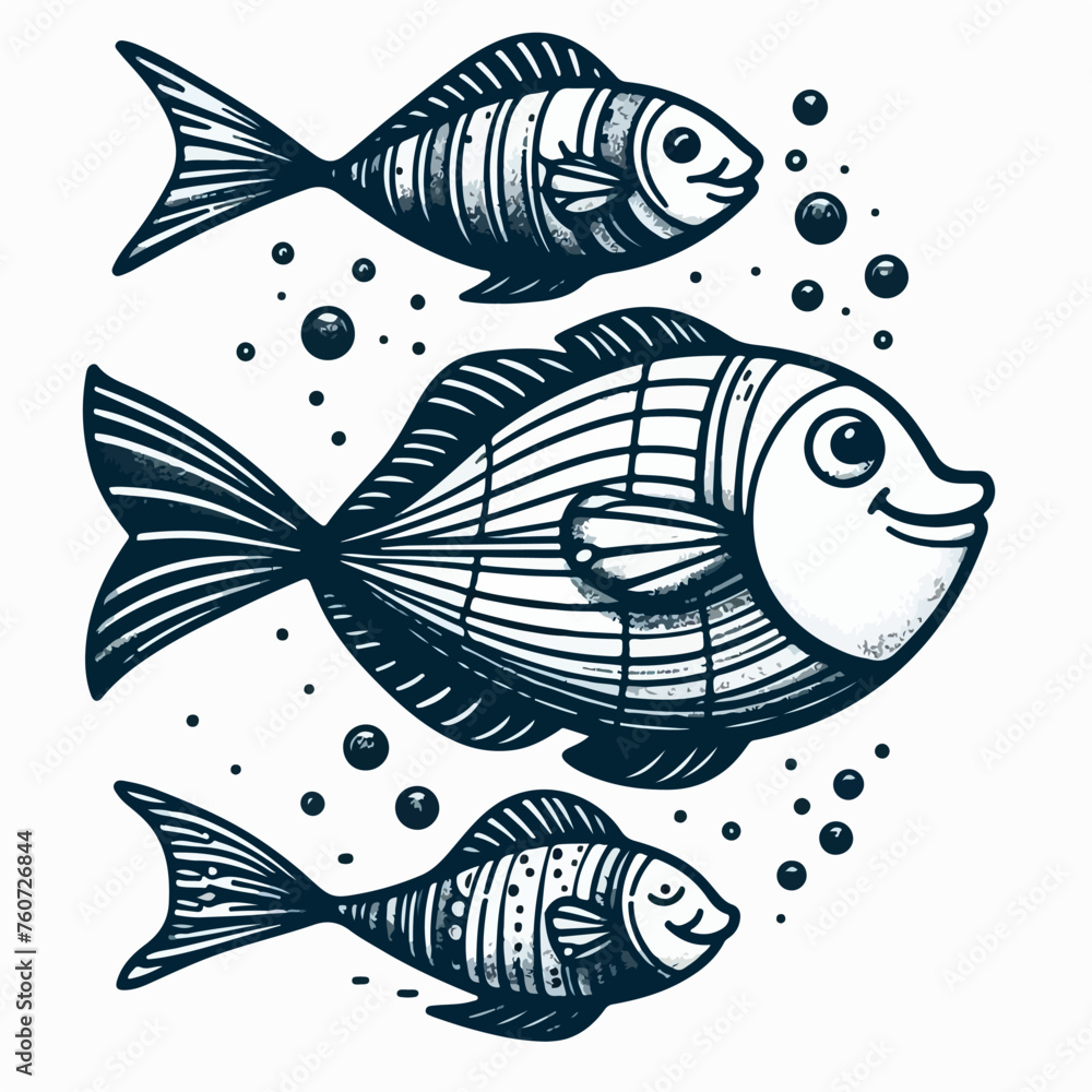 Fototapeta premium cute cartoon set of fish