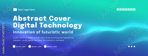Digital technology poster cover speed connect blue green background, cyber information, abstract communication, innovation future tech data, internet network connection, Ai big data blend illustration