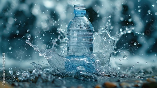 Water pouring down from plastic bottle