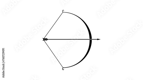 bow drawn, black isolated silhouette