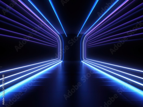 Navy Blue neon tunnel entrance path design seamless tunnel lighting neon linear strip