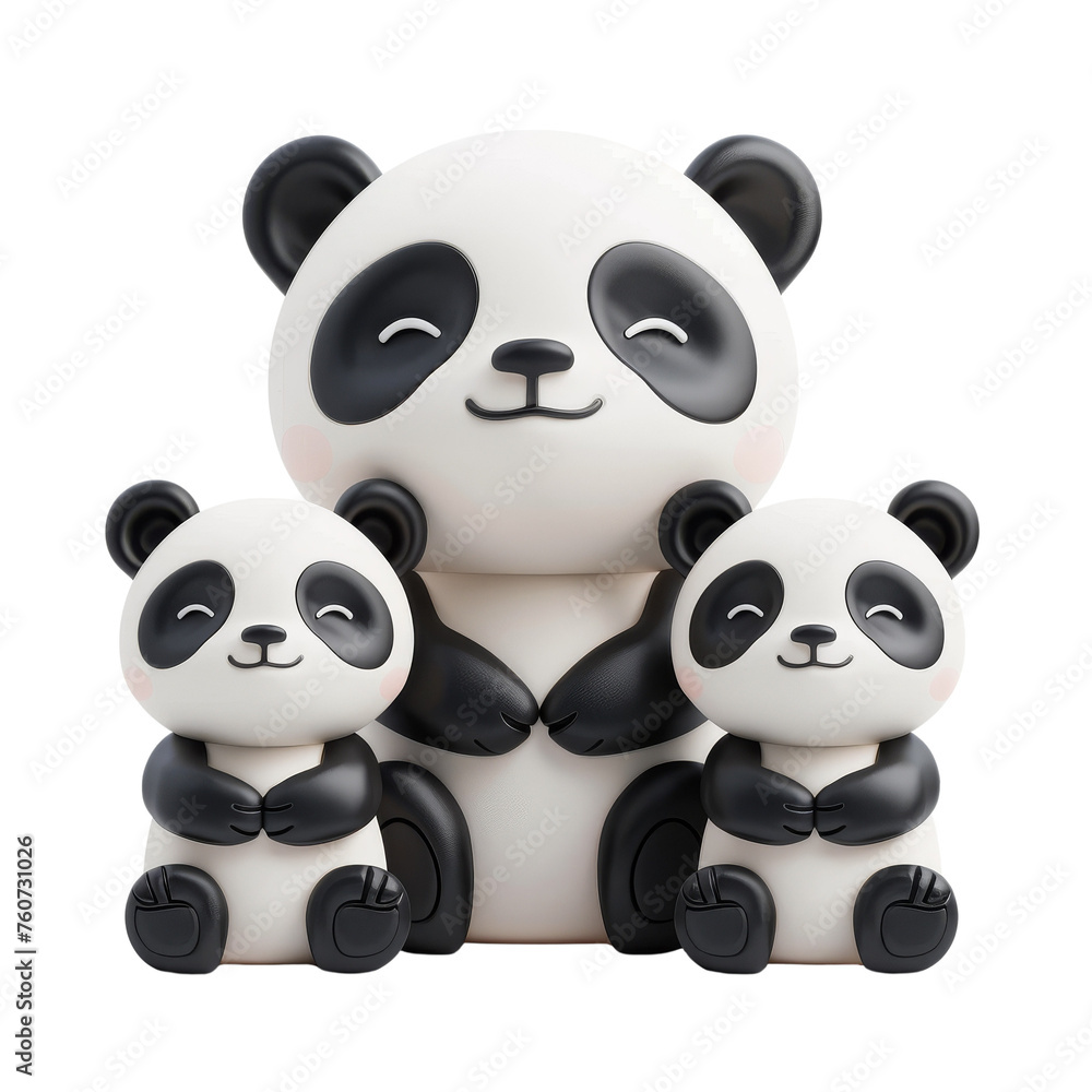 Family of 3D panda characters showcasing endearing expressions, perfect ...