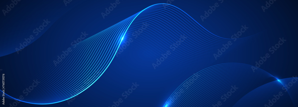 Naklejka premium Abstract blue modern background with smooth lines. Dynamic waves. vector illustration.