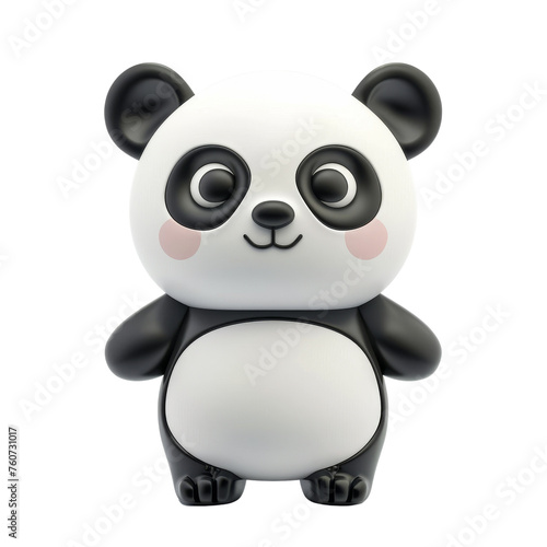 Charming 3D panda character with oversized eyes and a heartwarming smile standing against a transparent backdrop