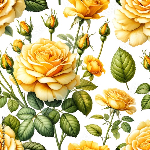 Watercolor painting of Sunny Yellow Rose flowers