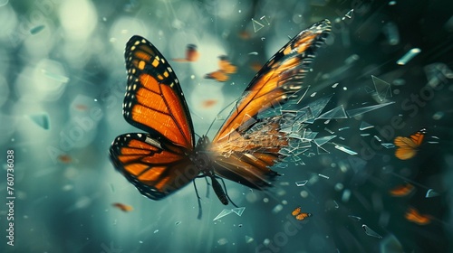 butterfly's Delicacy Overlay a fractured glass illusion photo