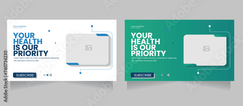 Medical healthcare video thumbnail or web banner video thumbnail, promotion banner design for live business workshop. video cover for doctor. Editable promotion banner design. 