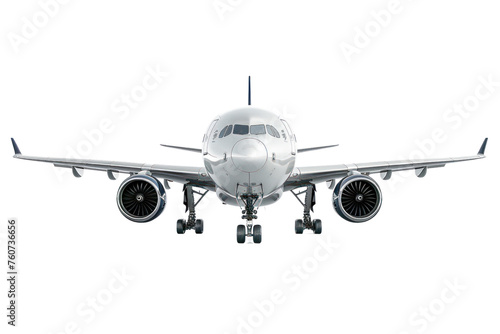  Passenger aircraft isolated on white background with clipping path first person view realistic daylight