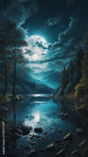 Mond schein im Wald