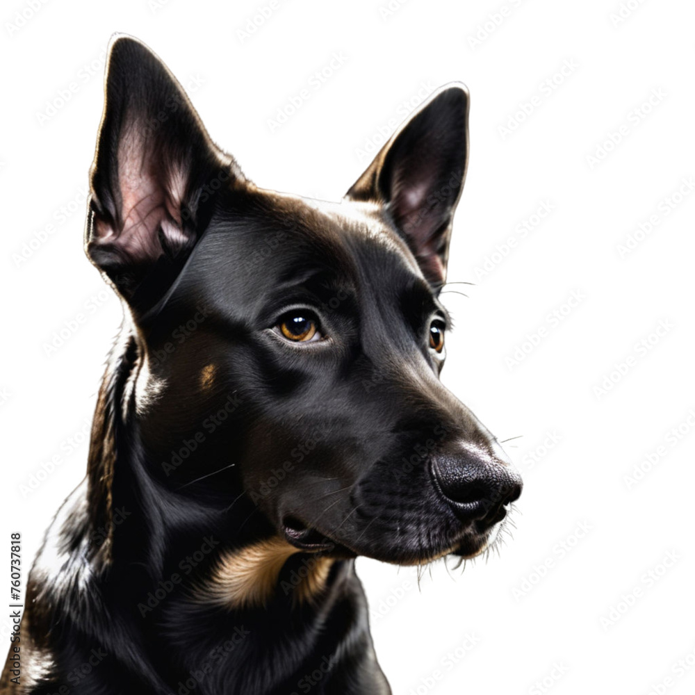 Black dog face in transparent background