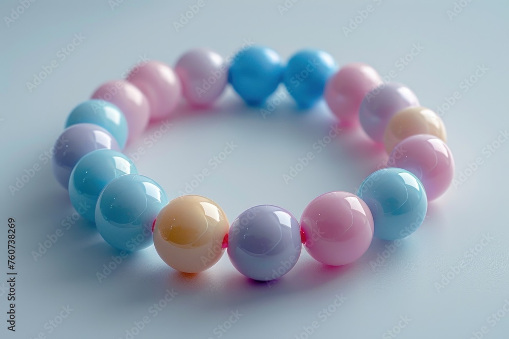 Colorful pastel bead bracelet on a light background. Colorful pastel bead bracelet on a light background.