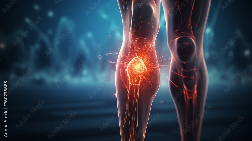 3D Render of a jogger's painful knee 3D Render of a jogger's painful knee