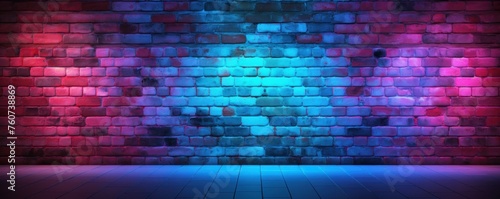 Neon lighting in a brick wall