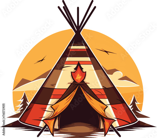 camping in a tent vector illustration