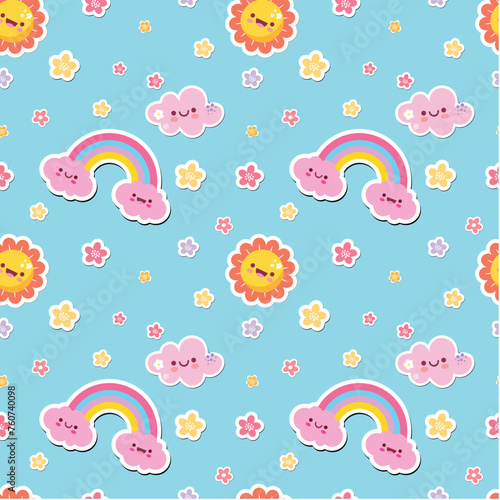seamless pattern with birds and clouds