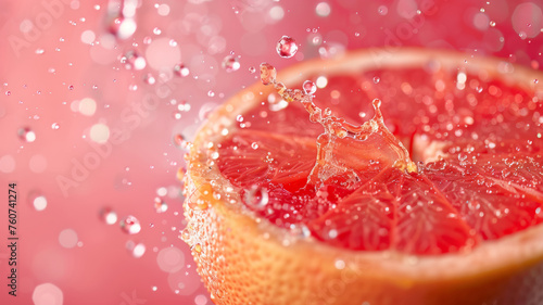 Juicy Grapefruit Splash on Pink Background